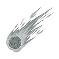 escala de cinza monocromático meteoro pedra com ardente fogo vetor ilustração desastre isolado em quadrado branco fundo. simples plano desenho animado arte estilizado desenho.
