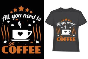 café camiseta Projeto. café tipografia t camisa projeto, café citações letras t camisa Projeto vetor