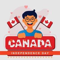 celebração do dia do Canadá com menino feliz vetor