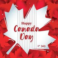 feliz dia do Canadá em Leves de bordo vermelho vetor