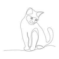 contínuo 1 linha desenhando do fofa gato Fora linha vetor arte desenhando minimalista Projeto