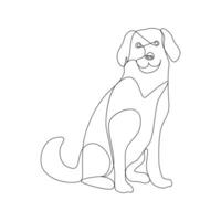 contínuo 1 linha desenhando do cachorro animal Fora linha vetor arte desenhando minimalista Projeto