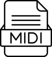 midi Arquivo formato linha ícone vetor