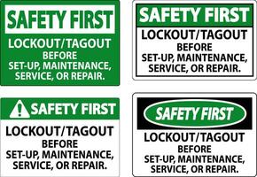 segurança primeiro rótulo bloqueio marcar fora antes configurar, manutenção, serviço ou reparar vetor