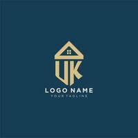 inicial carta Reino Unido com simples casa cobertura criativo logotipo Projeto para real Estado companhia vetor