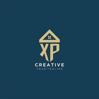 inicial carta xp com simples casa cobertura criativo logotipo Projeto para real Estado companhia vetor