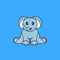 elefante fofo está sentado. conceito de desenho animado animal isolado. pode ser usado para t-shirt, cartão de felicitações, cartão de convite ou mascote. estilo cartoon plana vetor