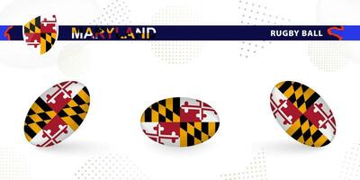 rúgbi bola conjunto com a bandeira do Maryland dentro vários ângulos em abstrato fundo. vetor
