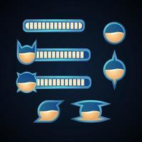 elementos do jogo, barra de jogos de fantasia com vários quadros de modelo adequado para jogos 2D de ação, rpg e etc. ilustração vetorial vetor