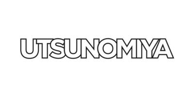 utsunomiya dentro a Japão emblema. a Projeto características uma geométrico estilo, vetor ilustração com negrito tipografia dentro uma moderno Fonte. a gráfico slogan rotulação.