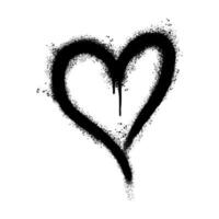 spray pintado grafite coração ícone palavra pulverizado isolado com uma branco fundo. grafite Fonte amor ícone com sobre spray dentro Preto sobre branco. vetor ilustração.