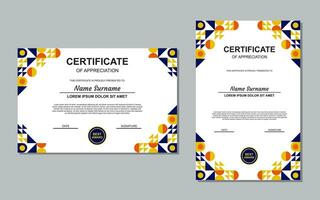 certificado modelo Projeto dentro azul e laranja cores para apreciação. moderno estilo certificado Projeto. vetor