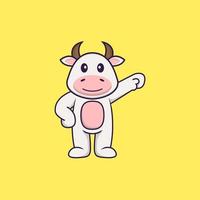 herói bonito da vaca. conceito de desenho animado animal isolado. pode ser usado para t-shirt, cartão de felicitações, cartão de convite ou mascote. estilo cartoon plana vetor