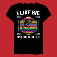 Eu gostar grande peixe e Eu não pode mentira camiseta vetor