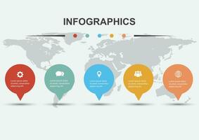 infográfico Projeto modelo com 5 círculo discurso bolhas vetor