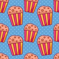 ilustração de padrão sem emenda de bolo de muffin vetor