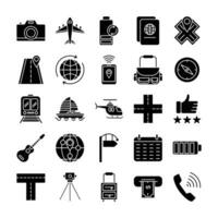 coleção do ícones sobre viagem. sólido ícone vetor