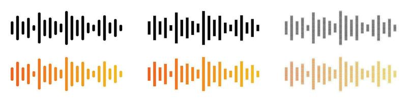 audio mensagem aceno. voz mensagem onda definir. frequência música símbolo. pulsante linha dentro gradiente. vetor
