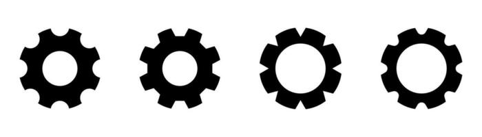 roda dentada ícones definir. engrenagem roda dentro Preto. mecanismo símbolo vetor