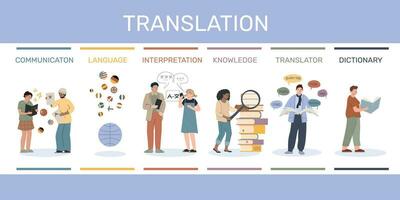 tradução serviço plano infográficos vetor