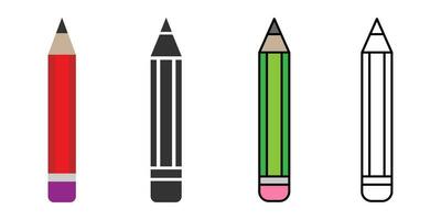 lápis ícone. escola lápis dentro plano, linha e colorida estilos. diferente estilo ícones definir. isolado símbolo, logotipo ilustração vetor