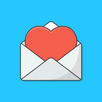 aberto envelope com amor coração cartão vetor ícone ilustração. amor mensagem plano ícone