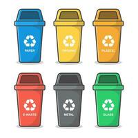 azul reciclar bin com reciclar símbolo vetor ícone ilustração. recipiente para reciclando desperdício Ordenação ilustração. ecológico Lixo plano ícone