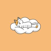 fofa gato em a nuvem dormindo vetor Projeto plano desenho animado estilo