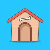 de madeira cachorro casa e osso vetor ícone ilustração. cachorro casa plano ícone
