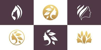 beleza logotipo com natureza conceito Projeto idéia conceito para beleza o negócio vetor