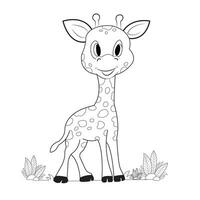 uma vetor ilustração do uma fofa girafa dentro Preto e branco cor