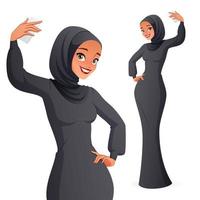 mulher muçulmana em hijab tomando selfie ilustração vetorial vetor