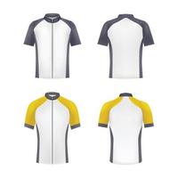 modelo de camisa de bicicleta em branco e preto e amarelo vetor