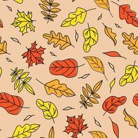 outono folhas. conjunto padrão, fundo com folhas. folha cair. desenhos dentro rabisco estilo. cor vetor ilustração, desatado fundo.