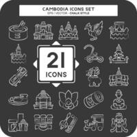 ícone conjunto Camboja. relacionado para feriado símbolo. giz estilo. simples Projeto editável. simples ilustração vetor