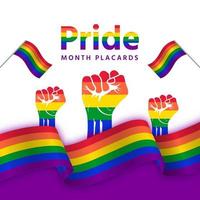 banners do mês do orgulho em um punhado de cores vetor