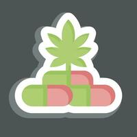 adesivo cbd cápsulas. relacionado para cannabis símbolo. simples Projeto editável. simples ilustração vetor