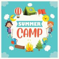 crianças engraçadas no acampamento de verão vetor
