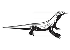 dragão de komodo preto e branco vetor