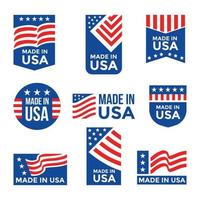 conjunto de etiquetas made in the USA vetor