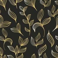 folhas botânicas douradas pintadas à mão vetor padrão sem emenda