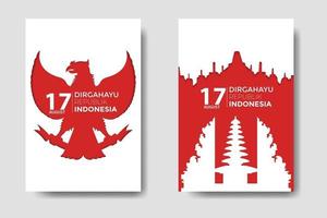 dia da independência da indonésia com pacote de papel recortado vetor
