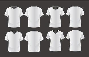 conjunto de modelo de maquete de camiseta em branco vetor