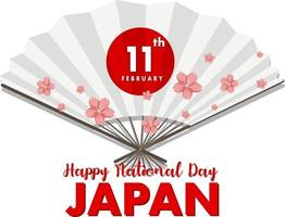 feliz dia nacional do Japão em 11 de fevereiro banner com fãs do Japão vetor