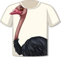 frente da t-shirt com modelo de avestruz vetor