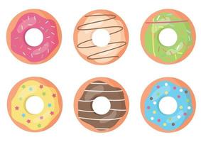 conjunto de donuts coloridos e decorados. vetor