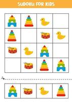 sudoku para crianças com brinquedos coloridos. vetor