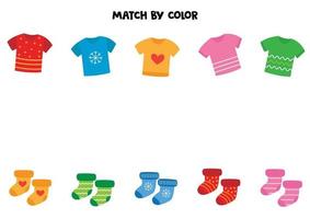 combinar camisetas e meias por cor. vetor