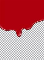 Xarope de sangue ou morango ou ketchup em fundo transparente. Ilustração vetorial vetor