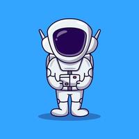 bonito astronauta em pé ilustração dos desenhos animados. vetor dos desenhos animados do astronauta